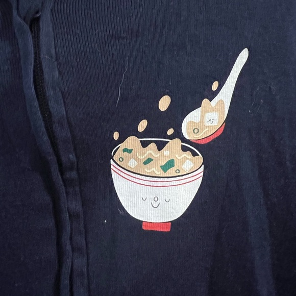 Navy blue Pajama Onesie with ramen Noodle Patch - Picture 2 of 4